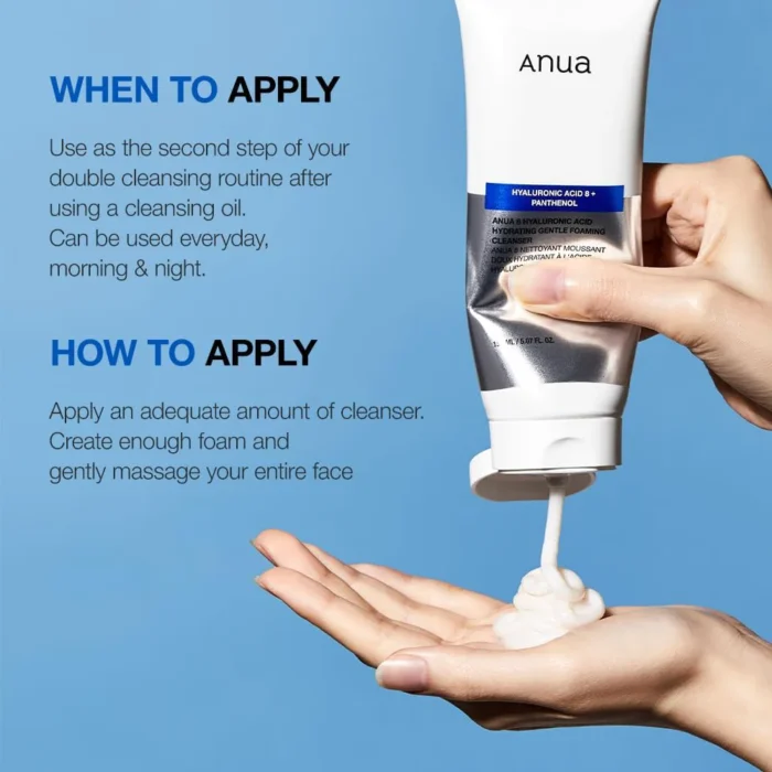 ⁦Anua Hyaluronic Acid+Panthenol Hydrating Gentle Foaming Cleanser 150ml⁩ - الصورة ⁦3⁩