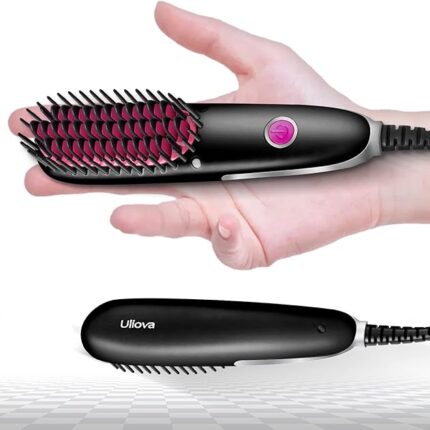Mini Straight Hair Comb with PTC Heating Technology, 7 Inch Brush