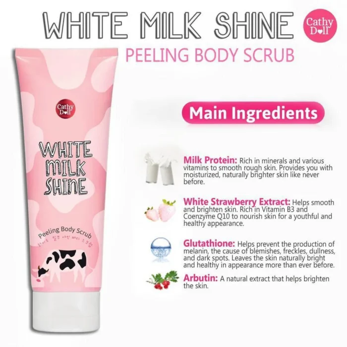 ⁦White Milk Shine Peeling Body Scrub - 320ml | Cathy Doll⁩ - الصورة ⁦7⁩
