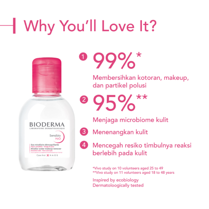 ⁦Bioderma H2O Purifying Micellar Cleansing Water and Makeup Removing - 100ml⁩ - الصورة ⁦5⁩