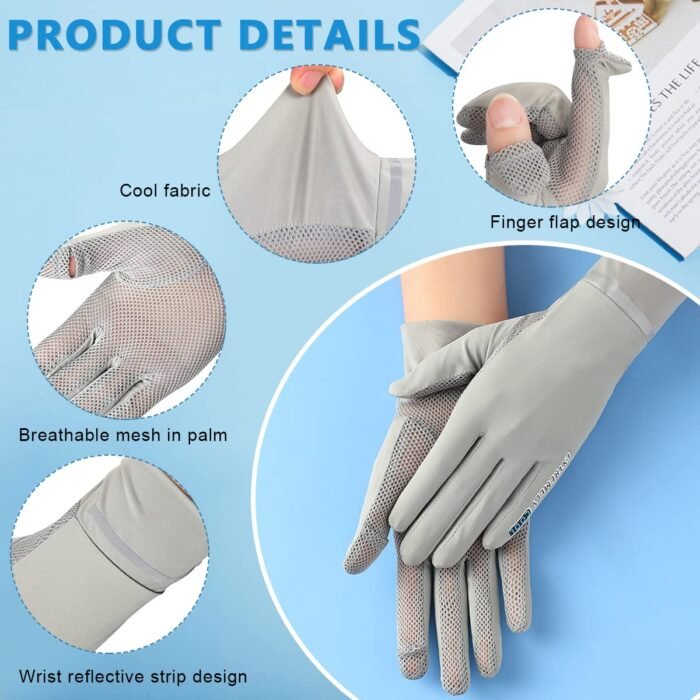 ⁦Women's Summer Sunscreen Ice Silk Thin Breathable Driving Gloves, Fashionable Anti-UV Mesh Gloves⁩ - الصورة ⁦4⁩
