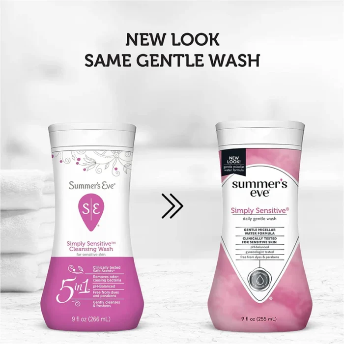 ⁦Summer’s Eve Simply Sensitive Daily Feminine Wash, Removes Odor, pH Balanced, 15 fl oz⁩ - الصورة ⁦3⁩
