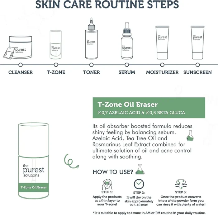 ⁦THE PUREST SOLUTIONS - Azelaic Acid 0,7%+ 0,5% Beta Glucan - T-Zone Oil Eraser - 10ml⁩ - الصورة ⁦9⁩
