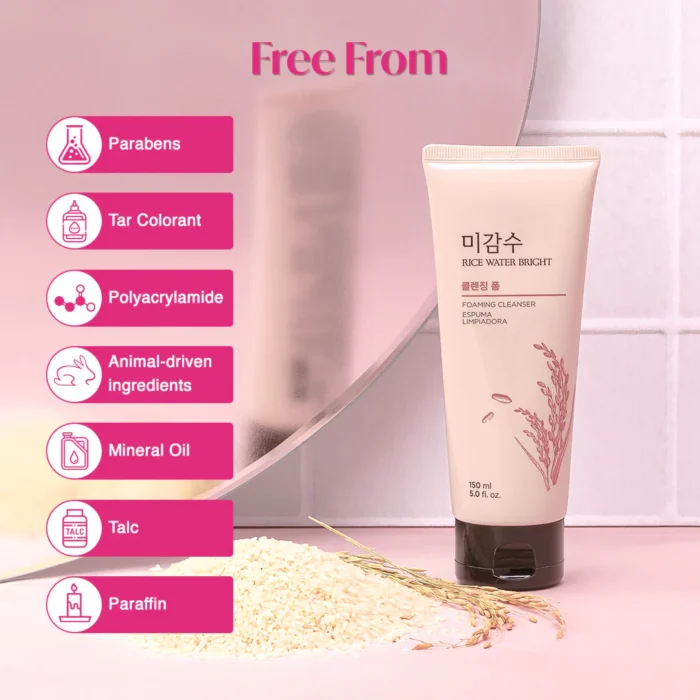 ⁦The Face Shop Rice Water Bright Facial Foaming Cleanser 300ml⁩ - الصورة ⁦5⁩