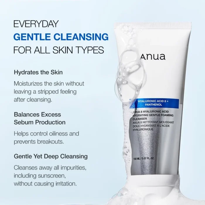 ⁦Anua Hyaluronic Acid+Panthenol Hydrating Gentle Foaming Cleanser 150ml⁩ - الصورة ⁦7⁩
