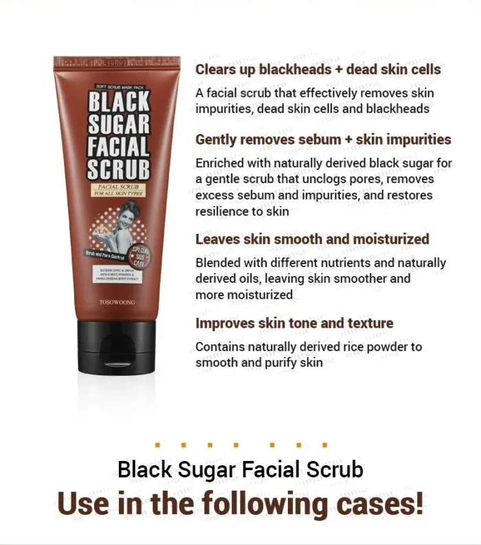 ⁦Tosowoong Black Sugar Facial Scrub 100g scrub and pore control⁩ - الصورة ⁦4⁩