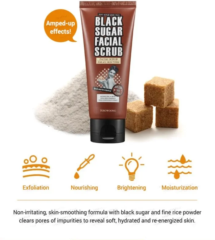 ⁦Tosowoong Black Sugar Facial Scrub 100g scrub and pore control⁩ - الصورة ⁦5⁩