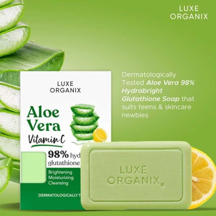 ⁦LUXE ORGANIX 98% Aloe Vera Vitamin C Hydrabright Glutathione Soap 135g⁩ - الصورة ⁦3⁩