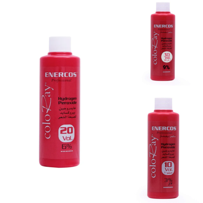 Enercos Professional Coloray Hydrogen Peroxide, 10 Vol, 20 Vol, 30 Vol, 100 ml