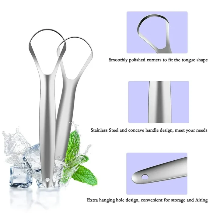 ⁦1pcs Tongue Scraper Brush Stainless Steel - Tongue Cleaner & Bad Breath Removal⁩ - الصورة ⁦4⁩