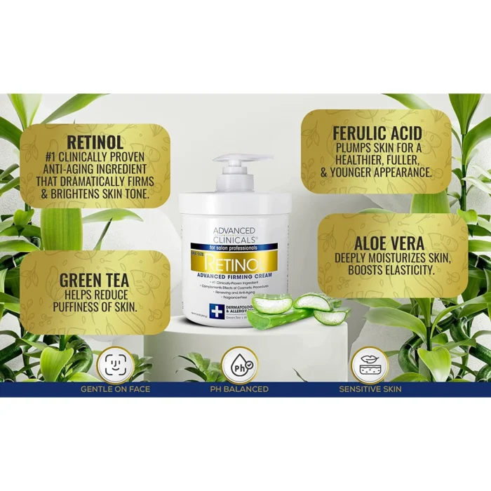 ⁦ADVANCED CLINICALS - Retinol, Advanced Firming Cream, (454 g)⁩ - الصورة ⁦5⁩