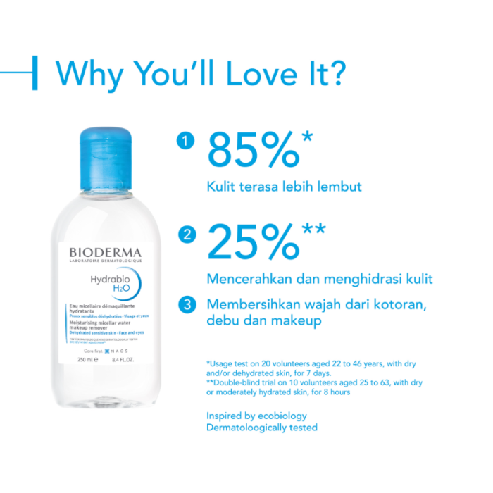 ⁦Bioderma H2O Purifying Micellar Cleansing Water and Makeup Removing - 100ml⁩ - الصورة ⁦3⁩