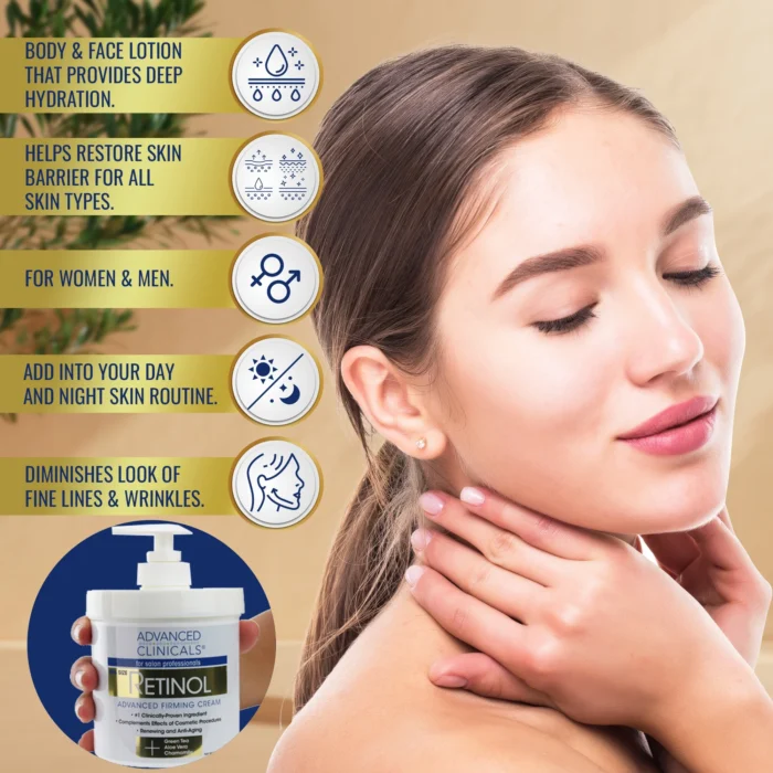 ⁦ADVANCED CLINICALS - Retinol, Advanced Firming Cream, (454 g)⁩ - الصورة ⁦4⁩