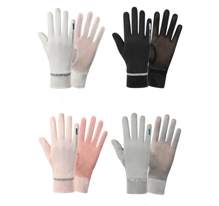 ⁦Women's Summer Sunscreen Ice Silk Thin Breathable Driving Gloves, Fashionable Anti-UV Mesh Gloves⁩ - الصورة ⁦2⁩