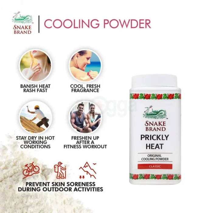 ⁦Prickly Heat Body Powder Talc Snake Brand Thailand Best Summer Cool 50g x 3⁩ - الصورة ⁦2⁩