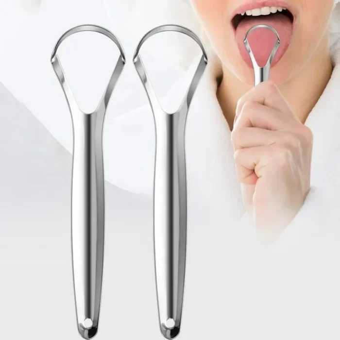 ⁦1pcs Tongue Scraper Brush Stainless Steel - Tongue Cleaner & Bad Breath Removal⁩ - الصورة ⁦2⁩