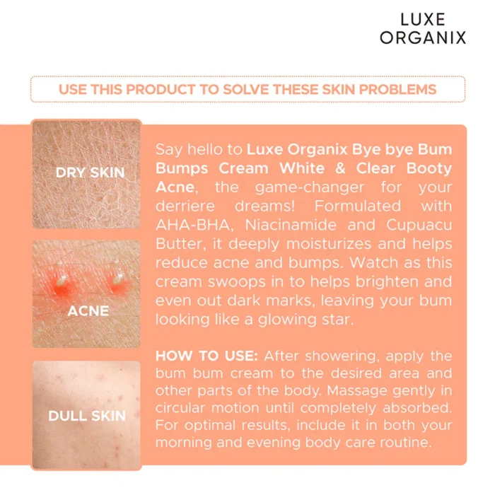⁦Luxe Organix Bye Bye Bum Bumps Booty Cream & Scrub 230 g⁩ - الصورة ⁦9⁩