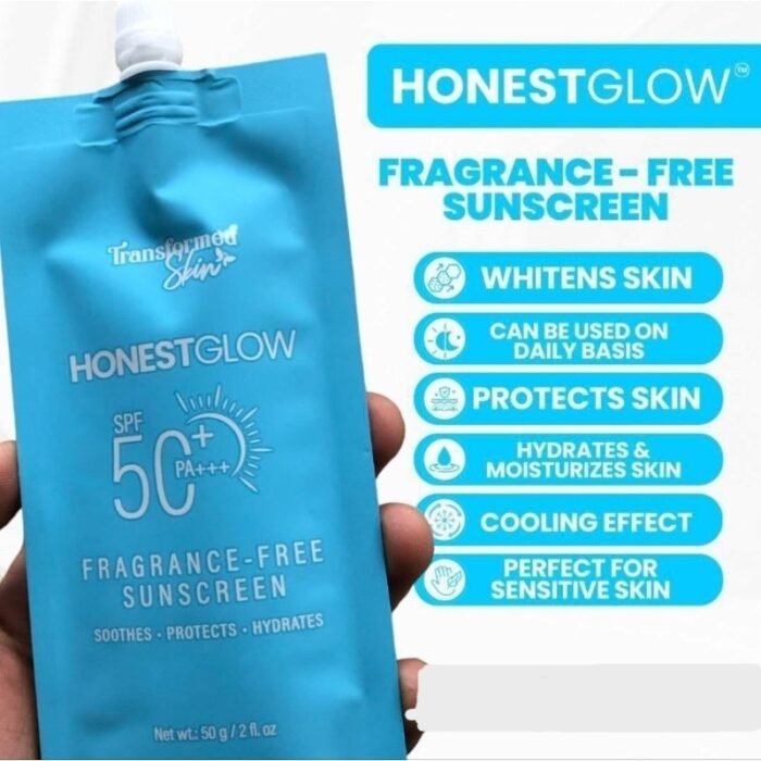 ⁦TRANSFORMED SKIN HONEST GLOW SPF50 PA+++ FRAGRANCE-FREE SUNSCREEN 50g⁩ - الصورة ⁦4⁩