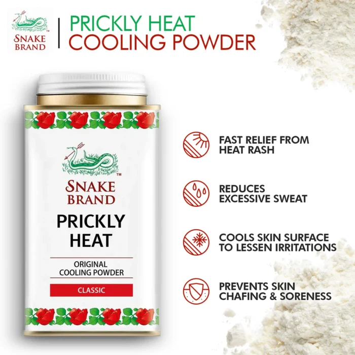 ⁦SNAKE BRAND Prickly Heat Cooling Powder Classic Scent 140 g⁩ - الصورة ⁦2⁩