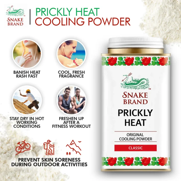 ⁦SNAKE BRAND Prickly Heat Cooling Powder Classic Scent 140 g⁩ - الصورة ⁦4⁩