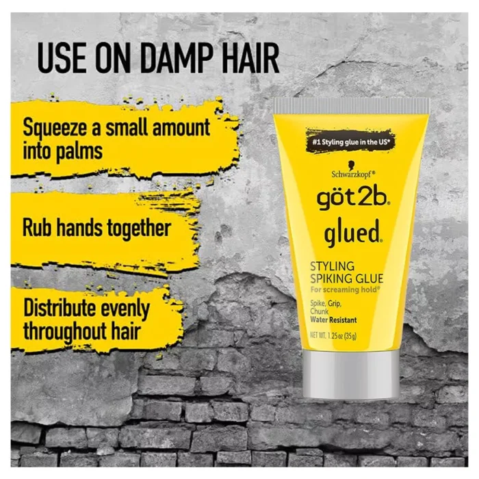 ⁦Got2b Glued Styling Spiking Glue Water Resistant - 35g⁩ - الصورة ⁦2⁩