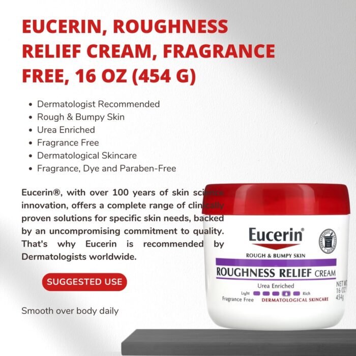 ⁦Eucerin, Roughness Relief Cream, Fragrance Free, 16 oz (454 g)⁩ - الصورة ⁦5⁩