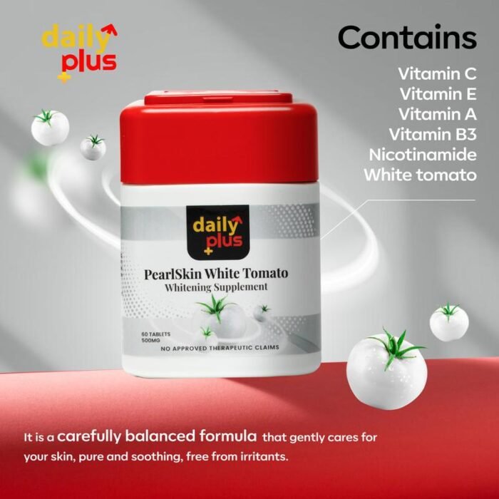 ⁦Daily Plus WHITENING SUPPLEMENT Capsule! PearlSkin White Tomato 60 capsules, 500 mg⁩ - الصورة ⁦4⁩