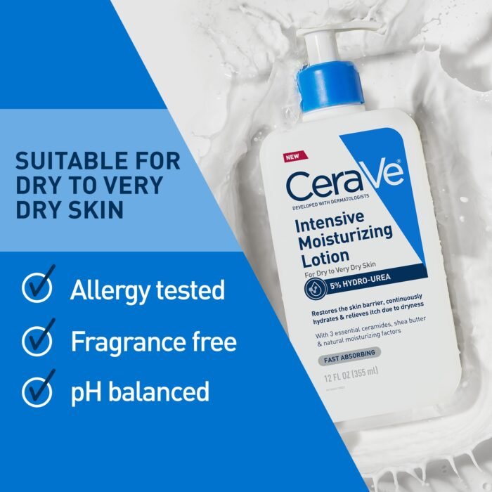 ⁦CeraVe Intensive Moisturizing Body Lotion with Hydro-Urea for Dry Skin + Itch Relief 12 oz⁩ - الصورة ⁦4⁩