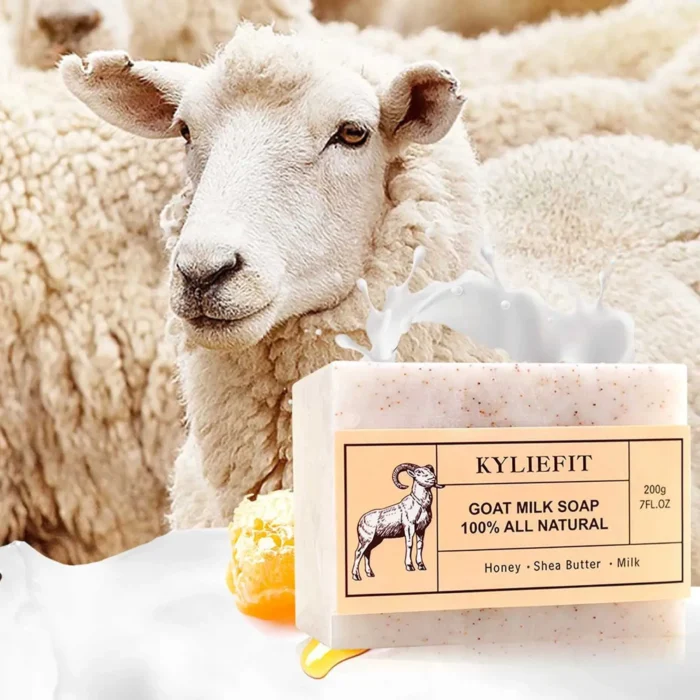 ⁦Goat Milk Soap Bar - 100% Natural, Lightening & Moisturizing with Honey, Shea Butter & Milk - 200g⁩ - الصورة ⁦2⁩