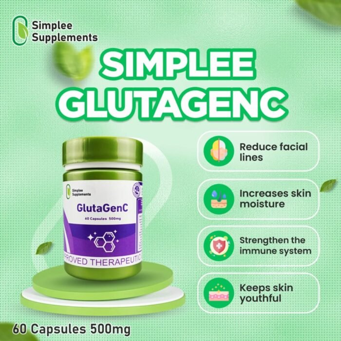 ⁦Simplee GlutaGenC Whitening Capsule Supplement 60 capsules⁩ - الصورة ⁦2⁩