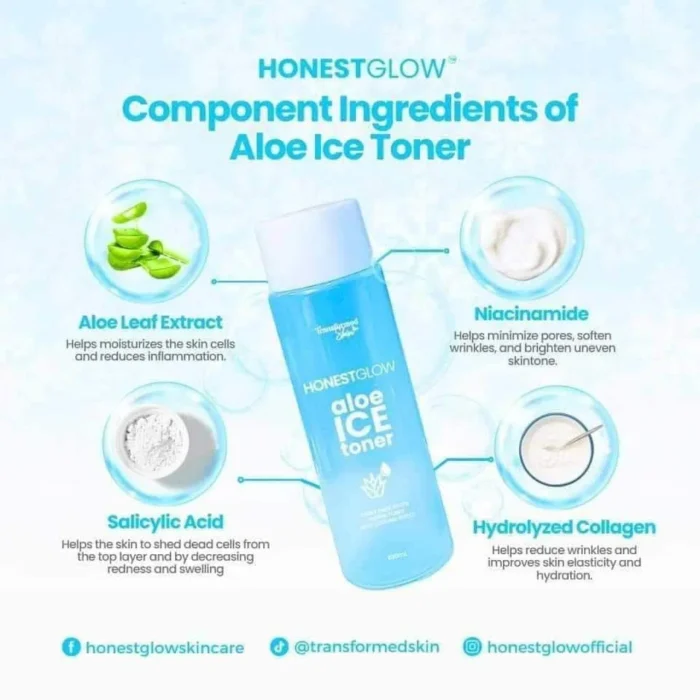 ⁦Transformed skin Honest Glow Aloe Ice Toner - 60ml⁩ - الصورة ⁦4⁩