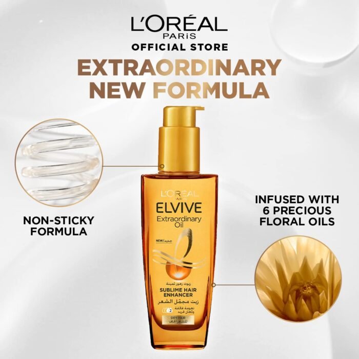 ⁦L’Oréal Paris Elvive Extraordinary Hair Oil Serum For dry Hair Types, 100Ml⁩ - الصورة ⁦5⁩