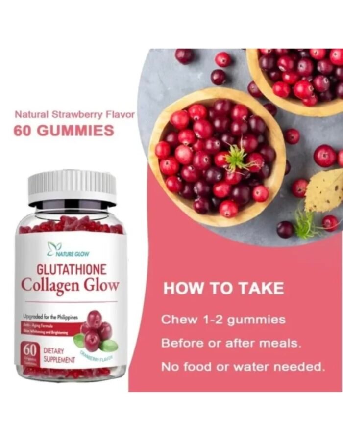⁦Nature Glow Glutathione Collagen - Cranberry Flavor, 60 Chewable Gummies⁩ - الصورة ⁦6⁩