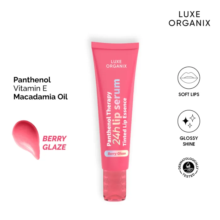 ⁦LUXE ORGANIX Panthenol Therapy 24H Lip Serum Tinted Lip Essence -Berry Glaze-10g⁩ - الصورة ⁦3⁩