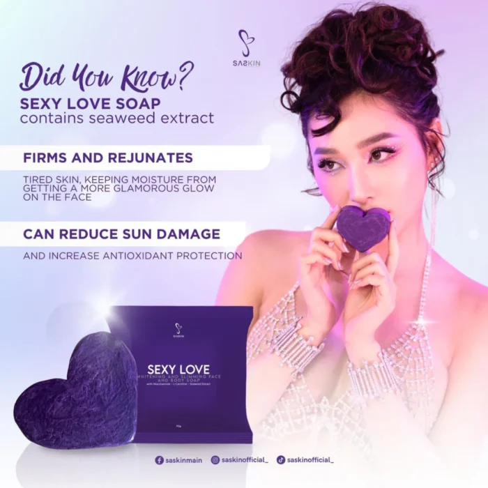 ⁦SASkin, Sexy Love Whitening and Slimming Face and Body Soap 70g⁩ - الصورة ⁦8⁩