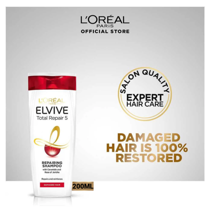 L’Oreal Paris Elvive Total Repair 5 Shampoo for Damaged Hair, 200ml