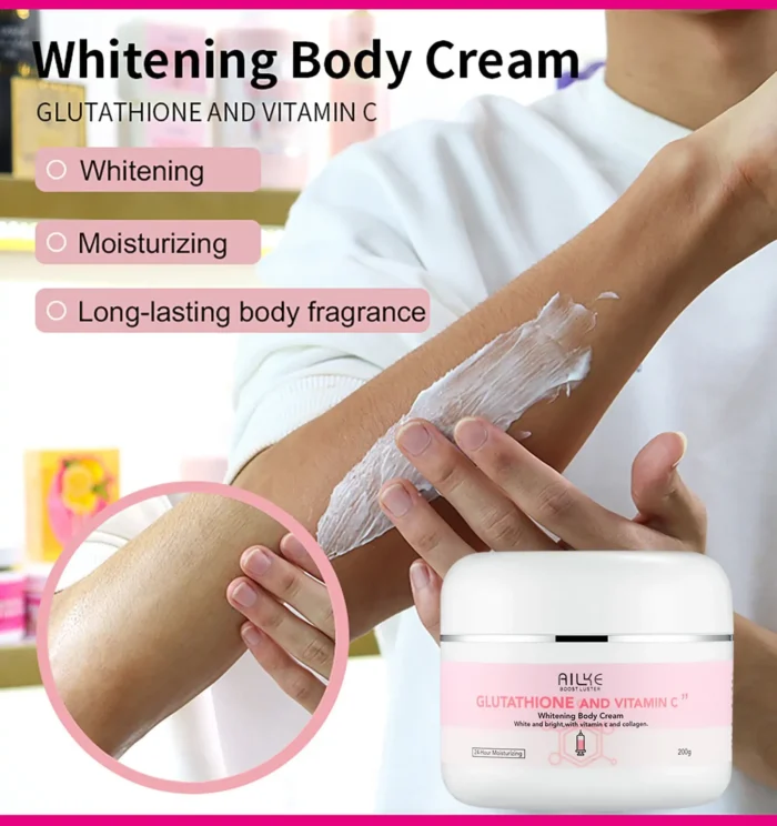 ⁦AILKE Glutathione and vitamin C Whitening Body Cream 200g⁩ - الصورة ⁦3⁩