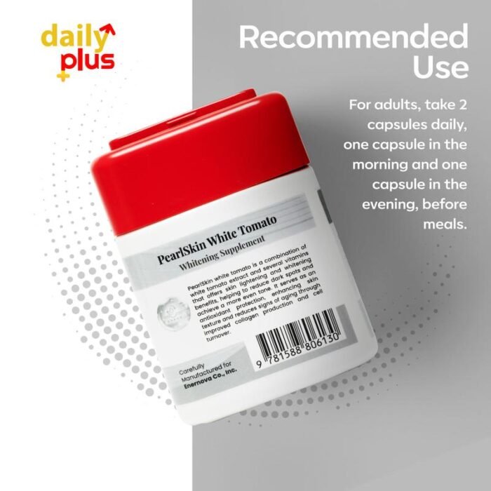 ⁦Daily Plus WHITENING SUPPLEMENT Capsule! PearlSkin White Tomato 60 capsules, 500 mg⁩ - الصورة ⁦6⁩