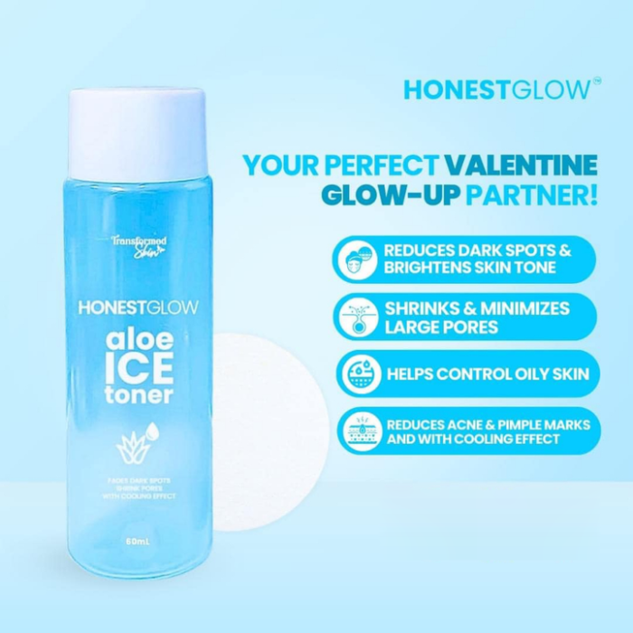 ⁦Transformed skin Honest Glow Aloe Ice Toner - 60ml⁩ - الصورة ⁦2⁩