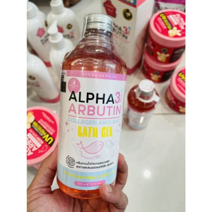⁦Alpha 3 Plus Arbutin Collagen Anti Bac Bath Gel For Skin Cleansing 450ml⁩ - الصورة ⁦2⁩