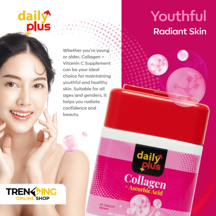 ⁦Daily Plus collagen + Ascorbic Acid SUPPLEMENT 60 Capsule, 500 mg⁩ - الصورة ⁦4⁩