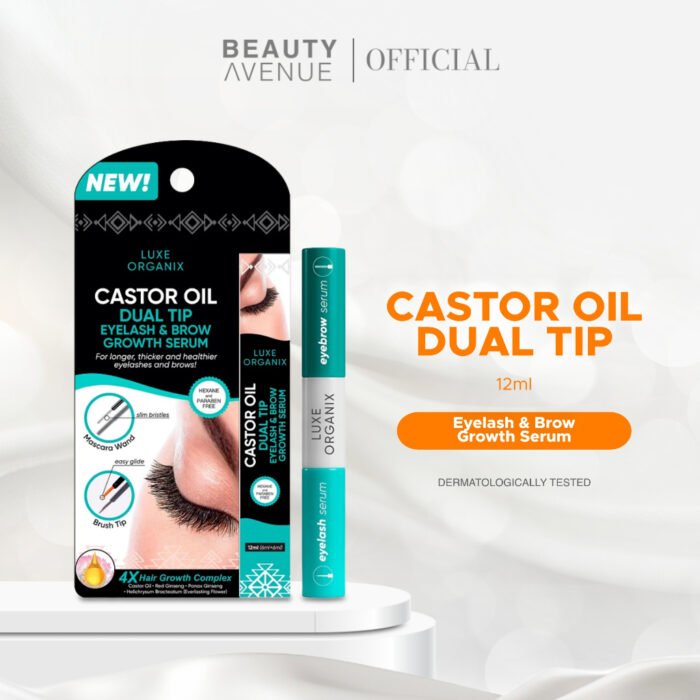 ⁦Luxe Organix Castor Oil Dual Tip Eyelash & Brow Growth Serum 12ml⁩ - الصورة ⁦2⁩