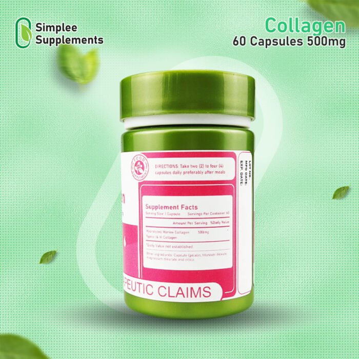 ⁦Simplee Supplements Collagen 500mg (60caps)⁩ - الصورة ⁦4⁩