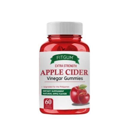 FITGUM Extra Strength Apple Cider Vinegar Apple Flavor, 60 Chewable Gummies
