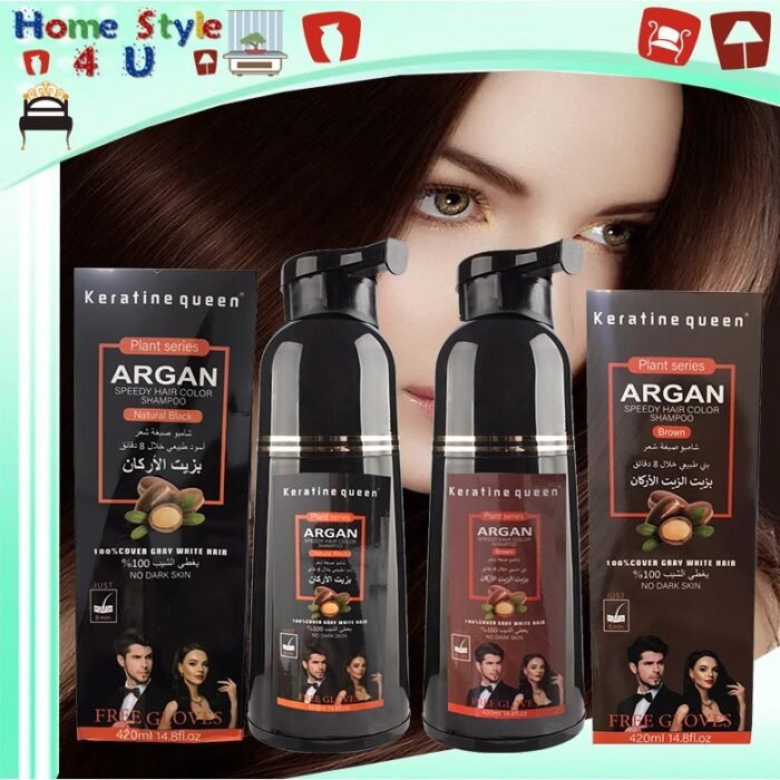 ⁦KERATIN QUEEN Argan Speedy Hair Dye Shampoo, 420ml⁩ - الصورة ⁦4⁩
