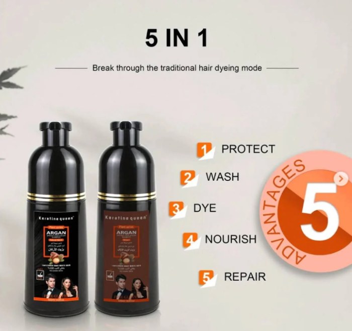 ⁦KERATIN QUEEN Argan Speedy Hair Dye Shampoo, 420ml⁩ - الصورة ⁦6⁩