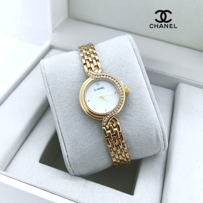 Chanel Crystal Gold Watch For Ladies