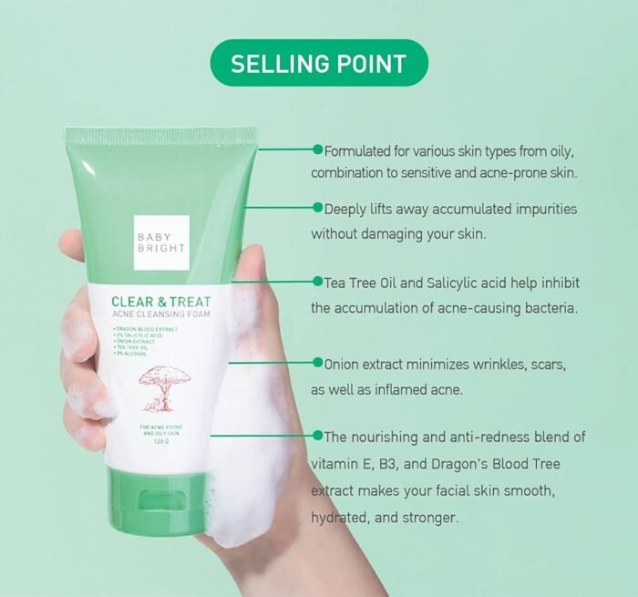 ⁦Baby Bright Anti- Acne Dragon Boold Cleansing Foam, 120gm⁩ - الصورة ⁦4⁩