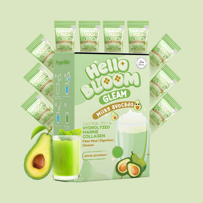 Hello BLOOM GLEAM Milky Avocado Collagen Drink (10 Sachets)