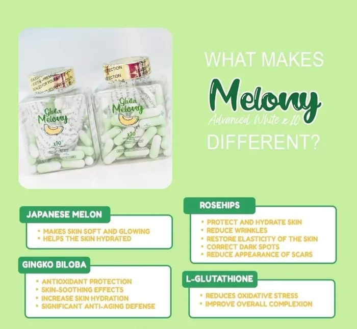 ⁦Aishi Premium Gluta Melony 10 in 1 Advanced White Glutathione (60 capsules)⁩ - الصورة ⁦7⁩